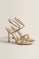 TFP - Stiletto Heeled Sandals Strass Pointed - Gold