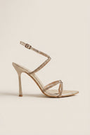 TFP - Stiletto Heeled Sandals Strass Pointed - Gold