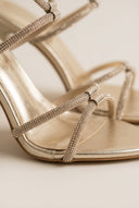 TFP - Stiletto Heeled Sandals Strass Pointed - Gold
