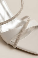 TFP - Stiletto Heeled Sandals Strass Slingback - White Pearl