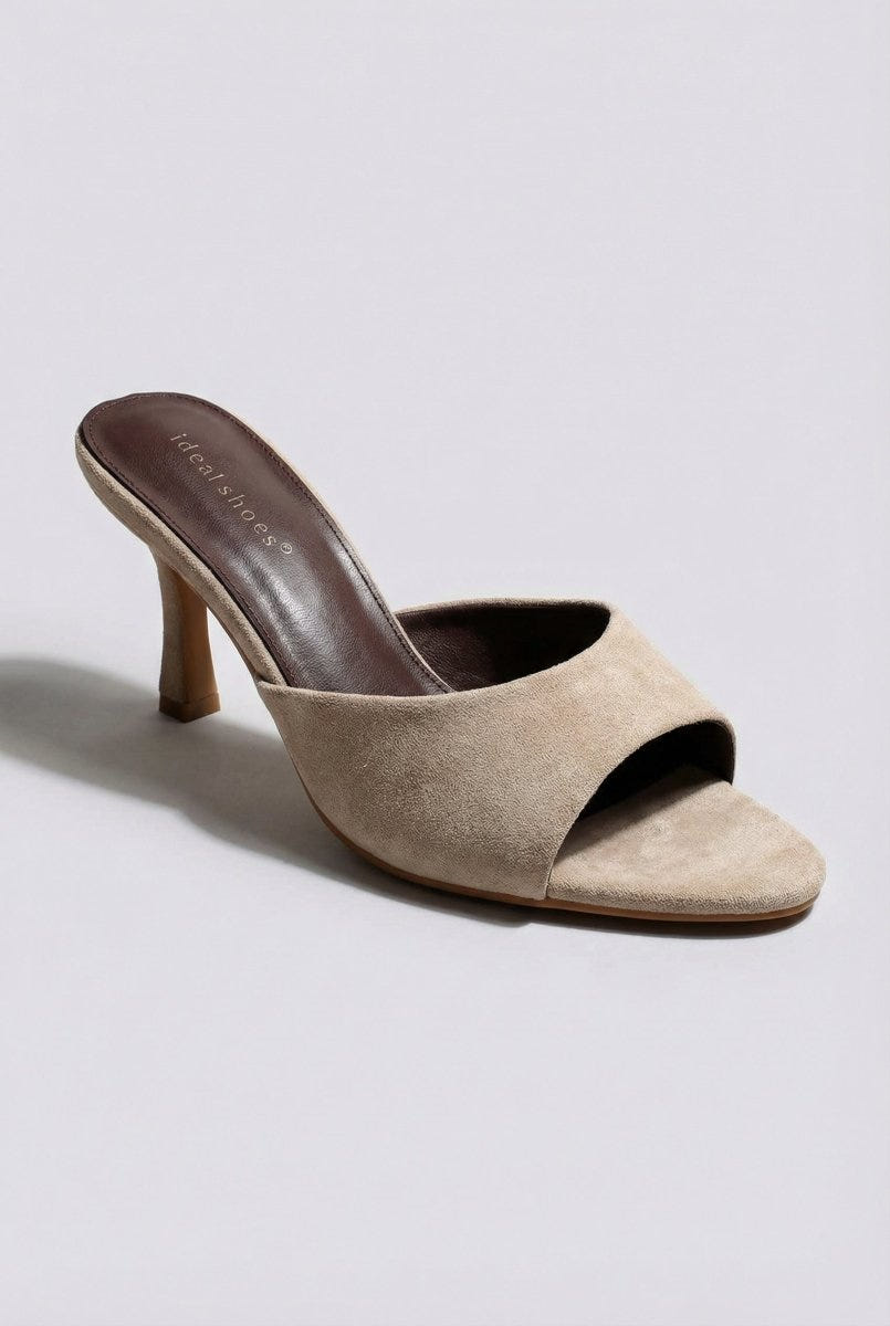 Ideal shoes - Stiletto Mules - Beige Suede