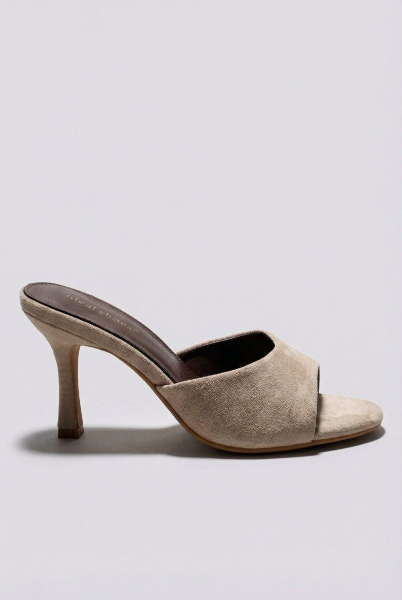 Ideal shoes - Stiletto Mules - Beige Suede