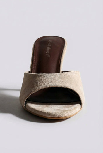 Ideal shoes - Stiletto Mules - Beige Suede