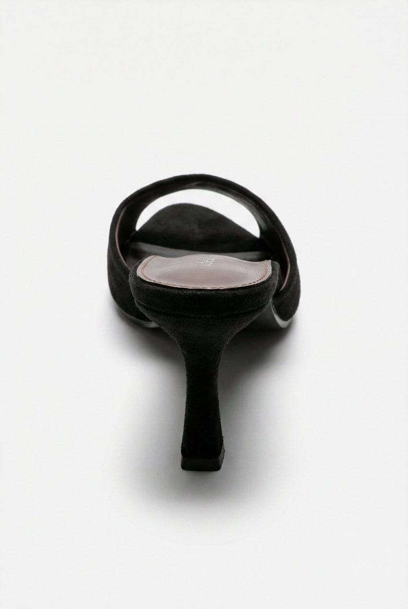 Ideal shoes - Stiletto Mules - Black Suede