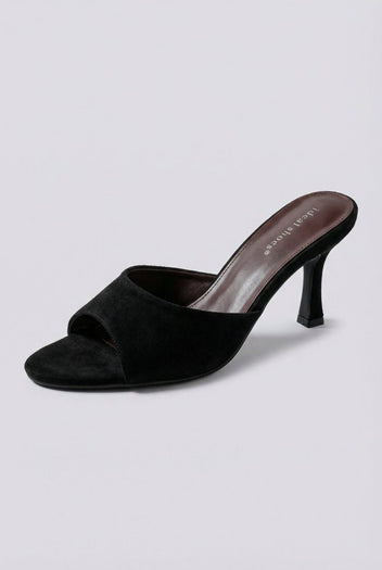Ideal shoes - Stiletto Mules - Black Suede