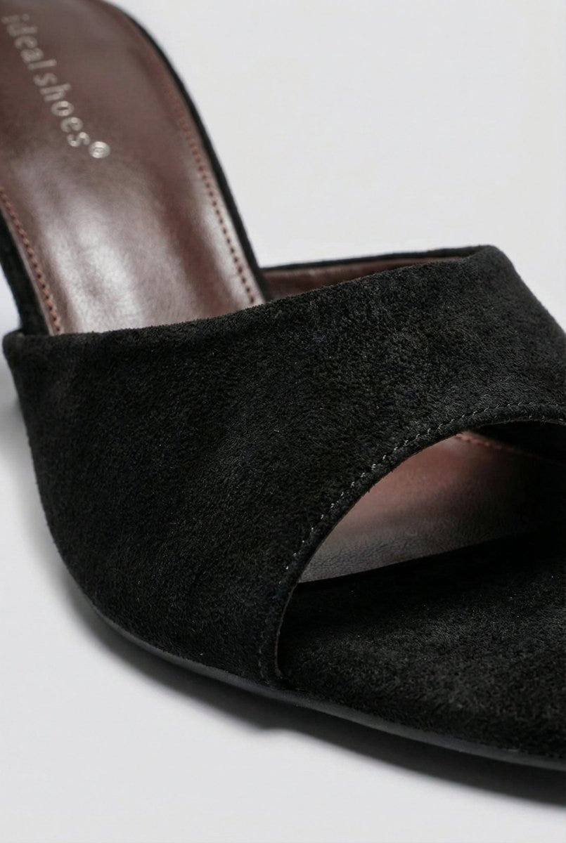 Ideal shoes - Stiletto Mules - Black Suede