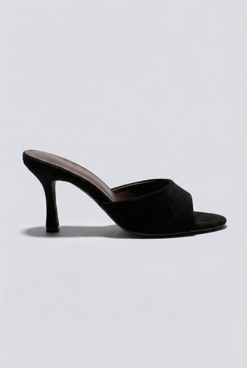 Ideal shoes - Stiletto Mules - Black Suede