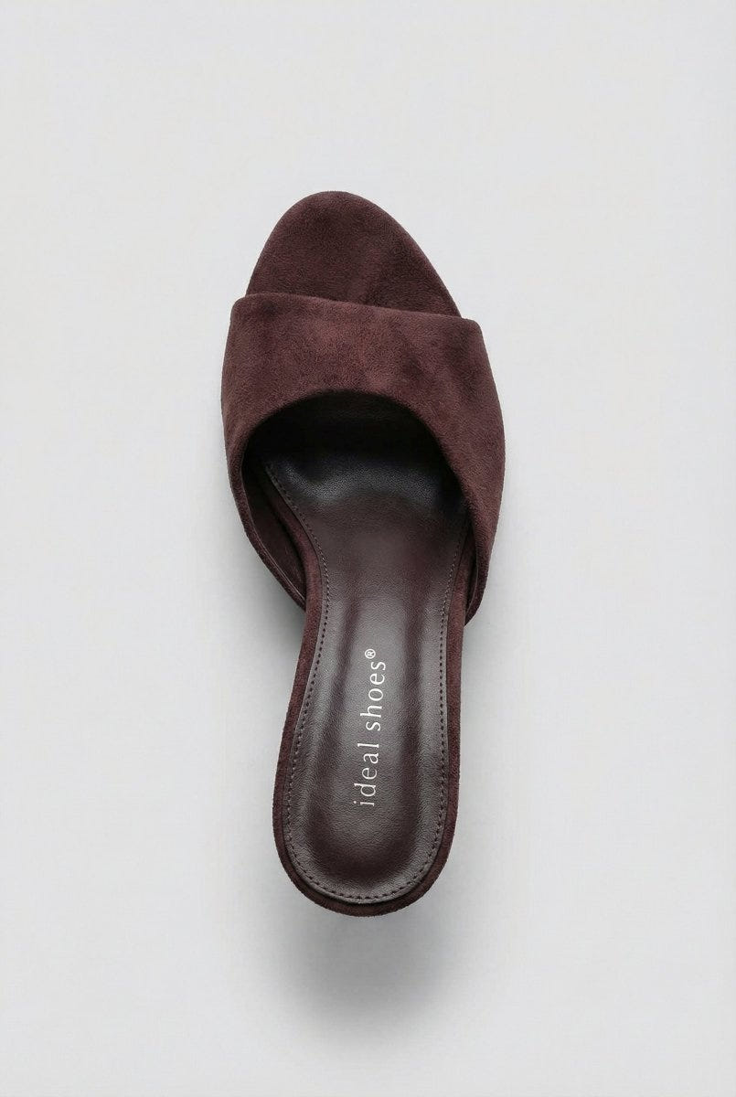 Ideal shoes - Stiletto Mules - Brown Suede