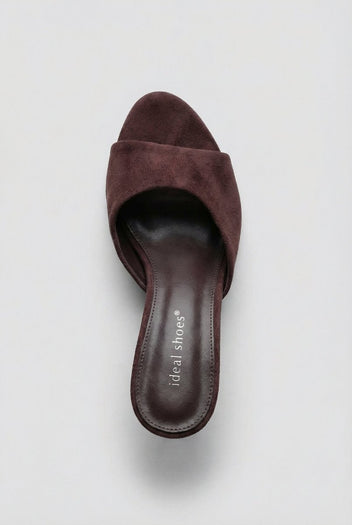 Ideal shoes - Stiletto Mules - Brown Suede