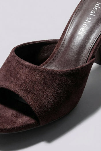 Ideal shoes - Stiletto Mules - Brown Suede