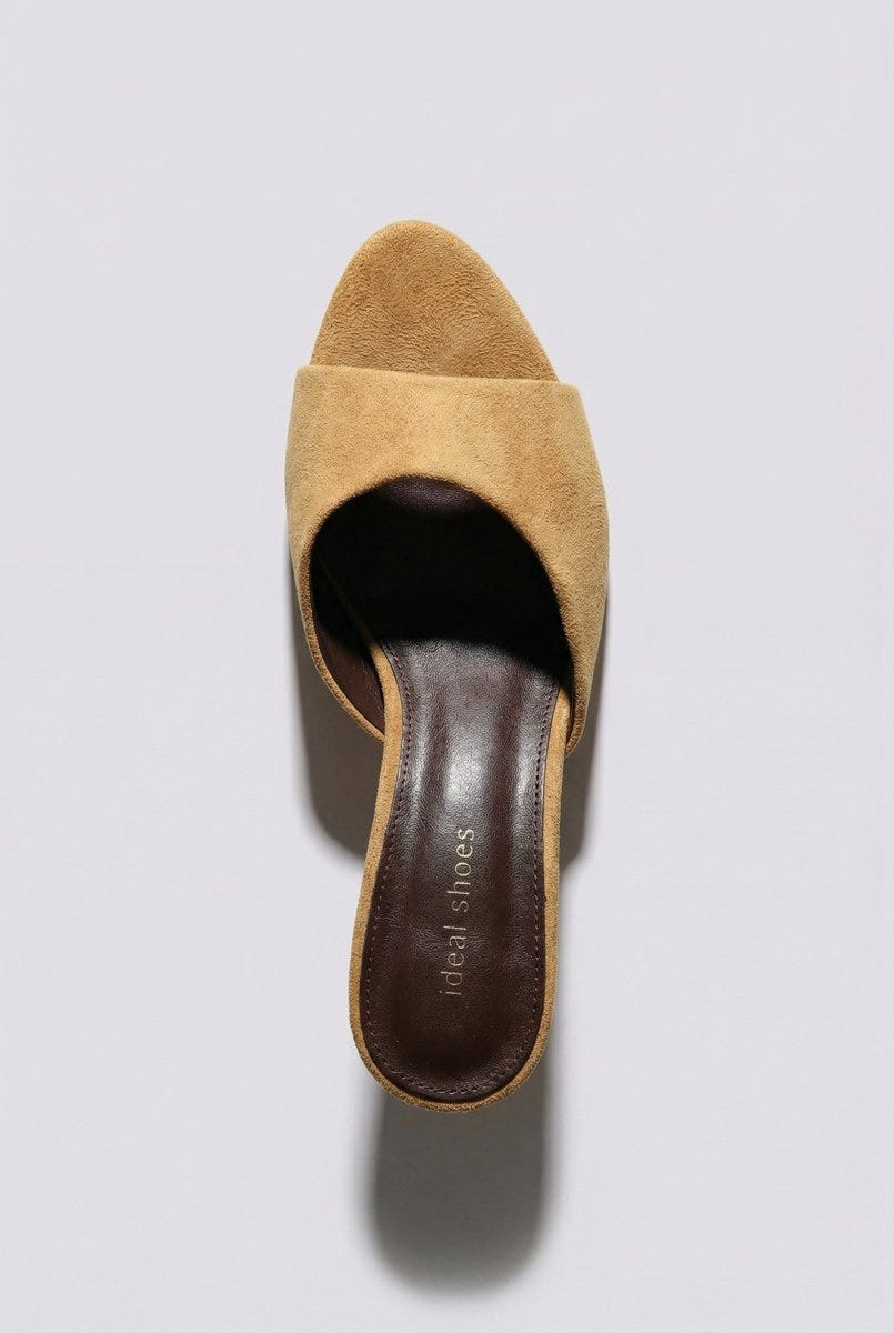 Ideal shoes - Stiletto Mules - Camel Suede