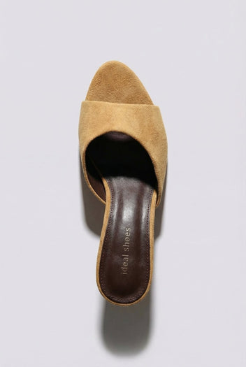 Ideal shoes - Stiletto Mules - Camel Suede