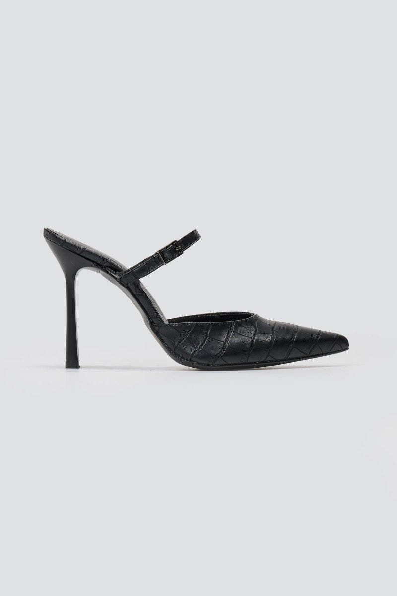 TFP - Stiletto Mules Croc Pattern - Black Croc