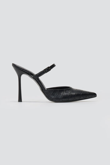 TFP - Stiletto Mules Croc Pattern - Black Croc