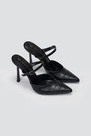 Stiletto Mules Croc Pattern TFP - Black Croc - thefashionproject.gr - TFP