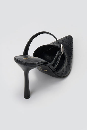 Stiletto Mules Croc Pattern TFP - Black Croc - thefashionproject.gr - TFP