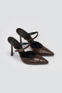 Stiletto Mules Croc Pattern TFP - Brown Croc - thefashionproject.gr - TFP