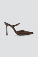 Stiletto Mules Croc Pattern TFP - Brown Croc - thefashionproject.gr - TFP