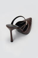 Stiletto Mules Croc Pattern TFP - Brown Croc - thefashionproject.gr - TFP