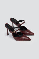 Stiletto Mules Croc Pattern TFP - Burgundy Croc - thefashionproject.gr - TFP