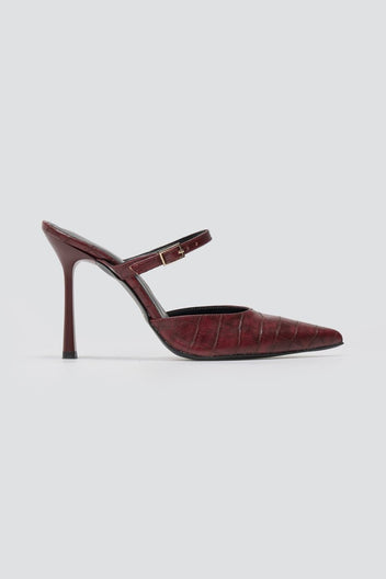 TFP - Stiletto Mules Croc Pattern - Burgundy Croc