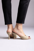 Ideal shoes - Stiletto Mules - Olive Suede