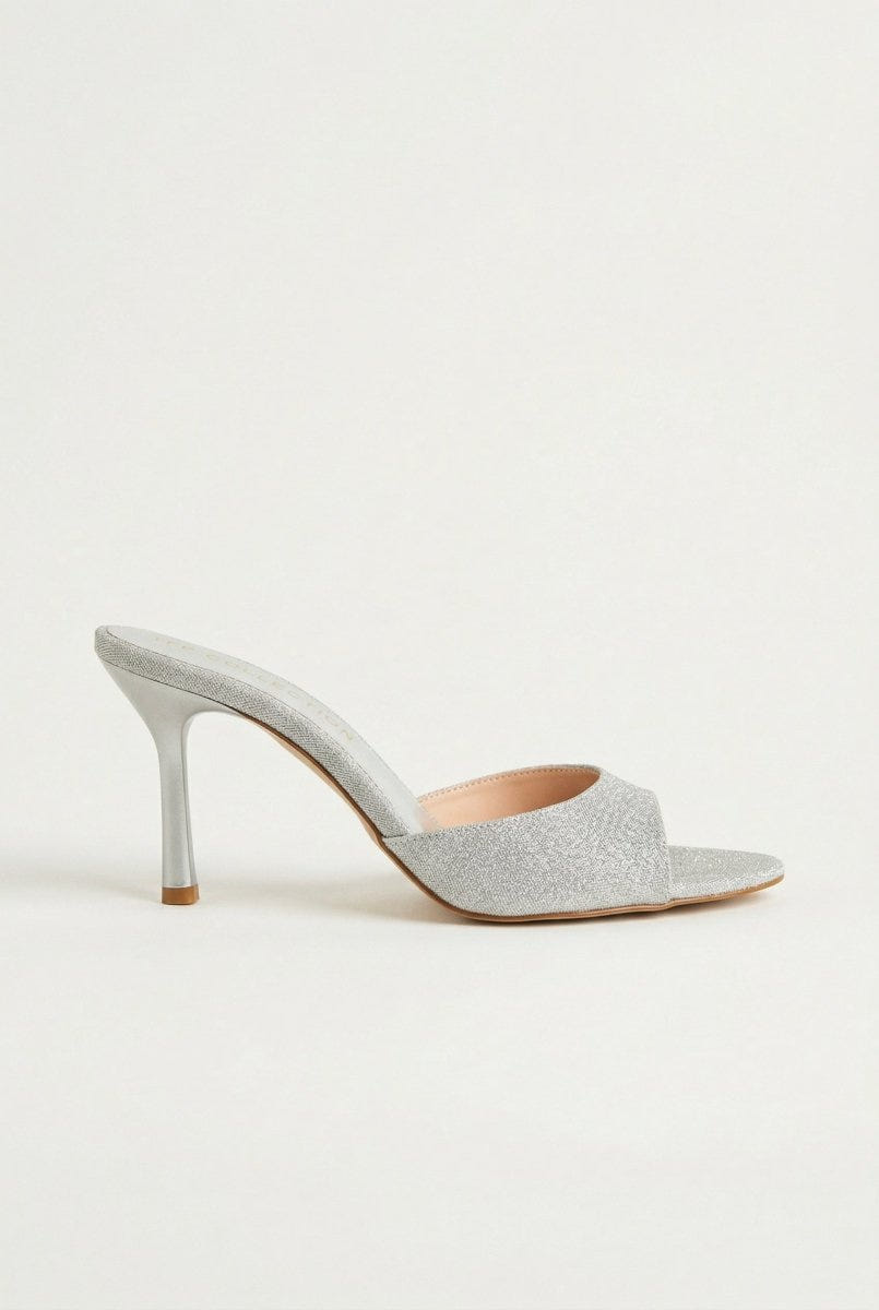 TFP - Stiletto Mules - Silver Glitter