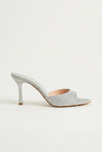 TFP - Stiletto Mules - Silver Glitter