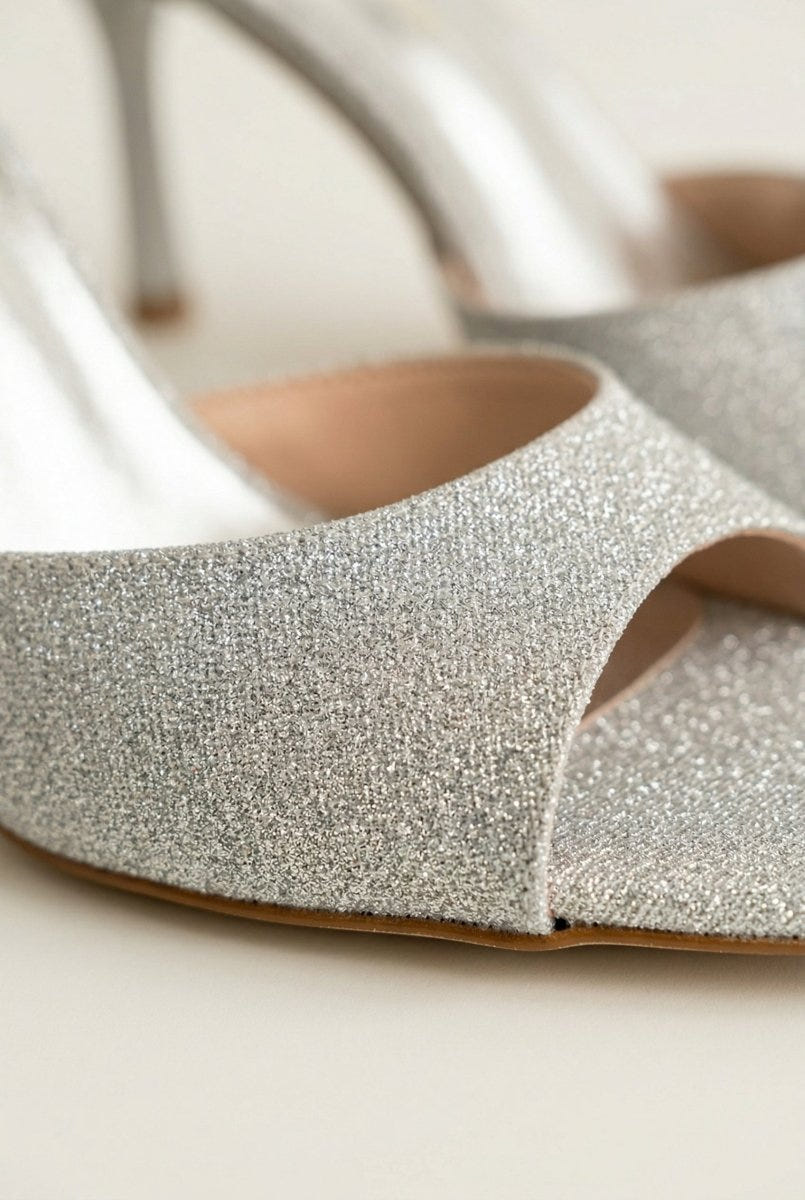 TFP - Stiletto Mules - Silver Glitter