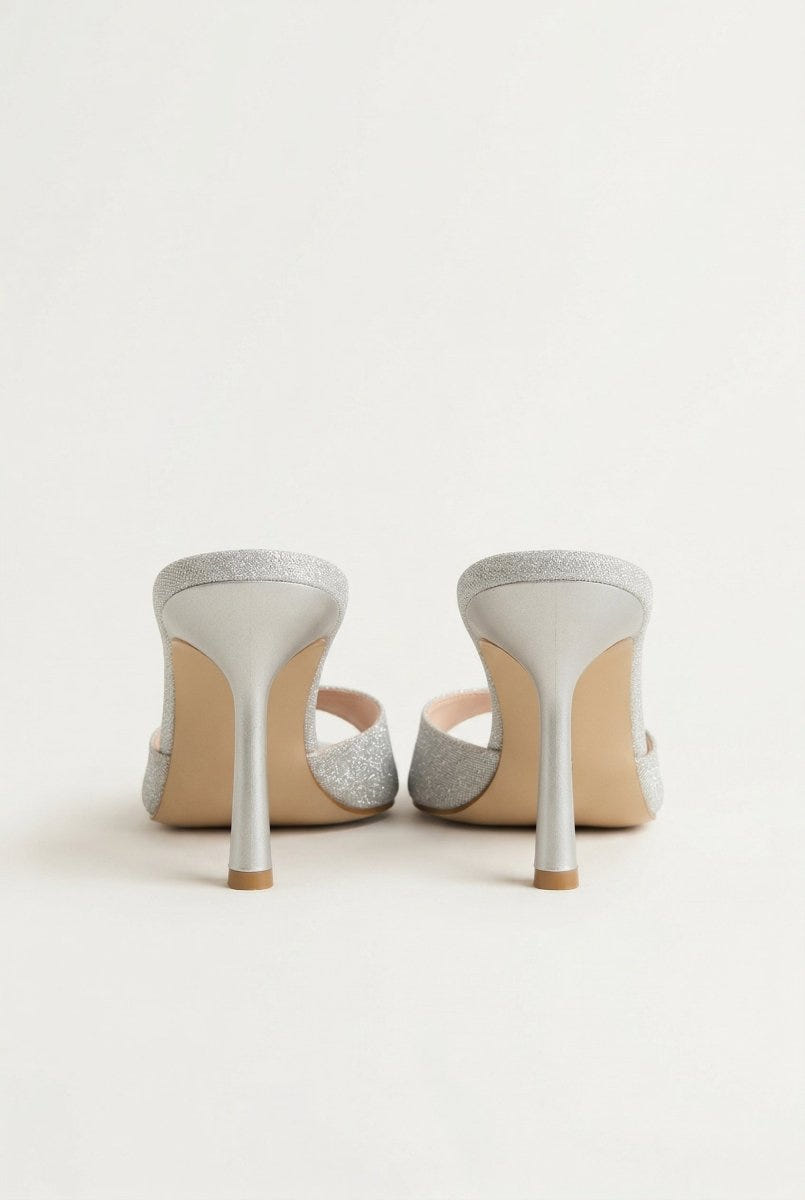 TFP - Stiletto Mules - Silver Glitter