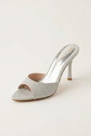 TFP - Stiletto Mules - Silver Glitter