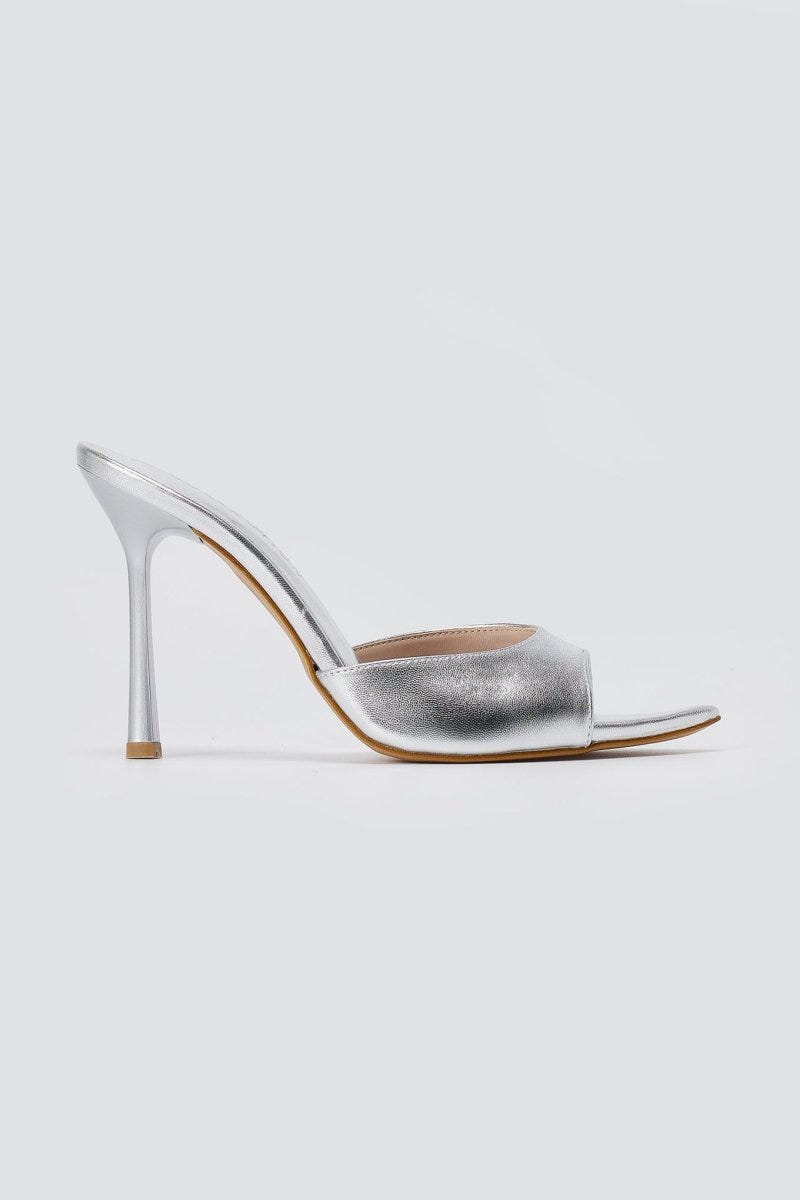 TFP - Stiletto Mules - Silver Metallic