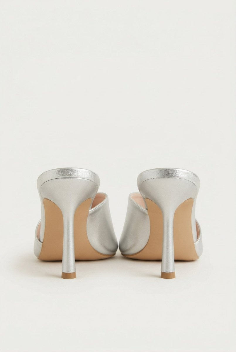 TFP - Stiletto Mules - Silver Metallic