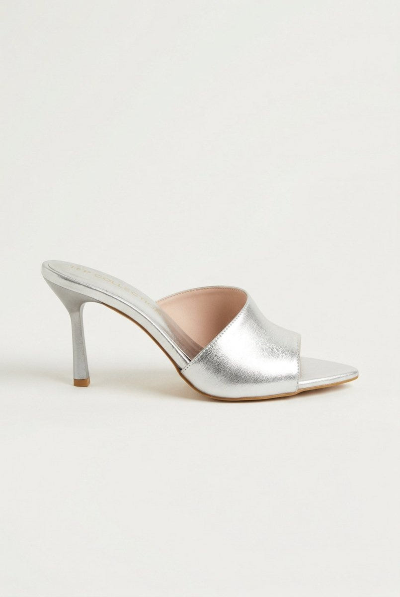 TFP - Stiletto Mules - Silver Metallic