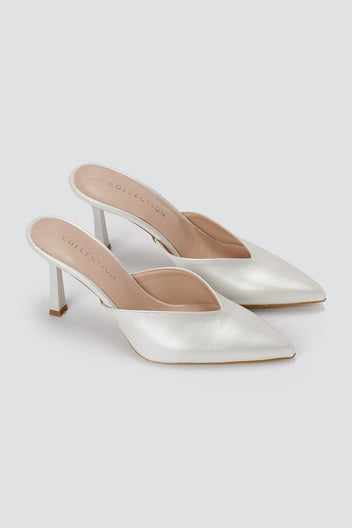 TFP - Stiletto Mules - White Pearl