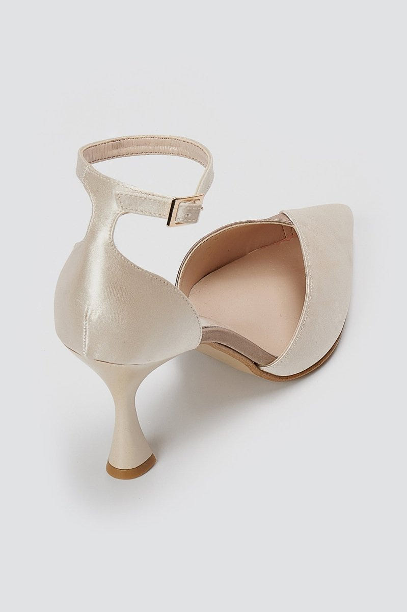 TFP - Stiletto Pointed Toe Pumps - Beige/Sand Satin