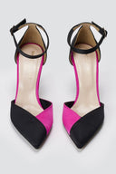 TFP - Stiletto Pointed Toe Pumps - Black/Fux Satin