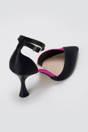 TFP - Stiletto Pointed Toe Pumps - Black/Fux Satin