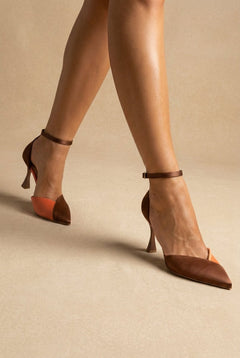 Brown/Coral Satin