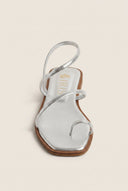 IRIS - Strappy Flat Sandals - Silver Metallic