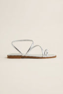 IRIS - Strappy Flat Sandals - Silver Metallic