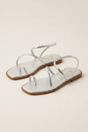 IRIS - Strappy Flat Sandals - Silver Metallic