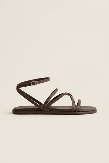 TFP - Strappy Sandals Ankle Strap - Brown Matte