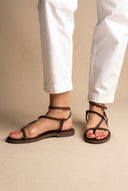 TFP - Strappy Sandals Ankle Strap - Brown Suede