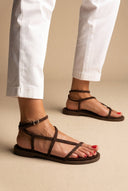 TFP - Strappy Sandals Ankle Strap - Brown Suede