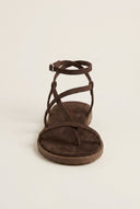 TFP - Strappy Sandals Ankle Strap - Brown Suede