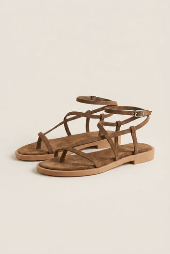 TFP - Strappy Sandals Ankle Strap - Khaki Green Suede