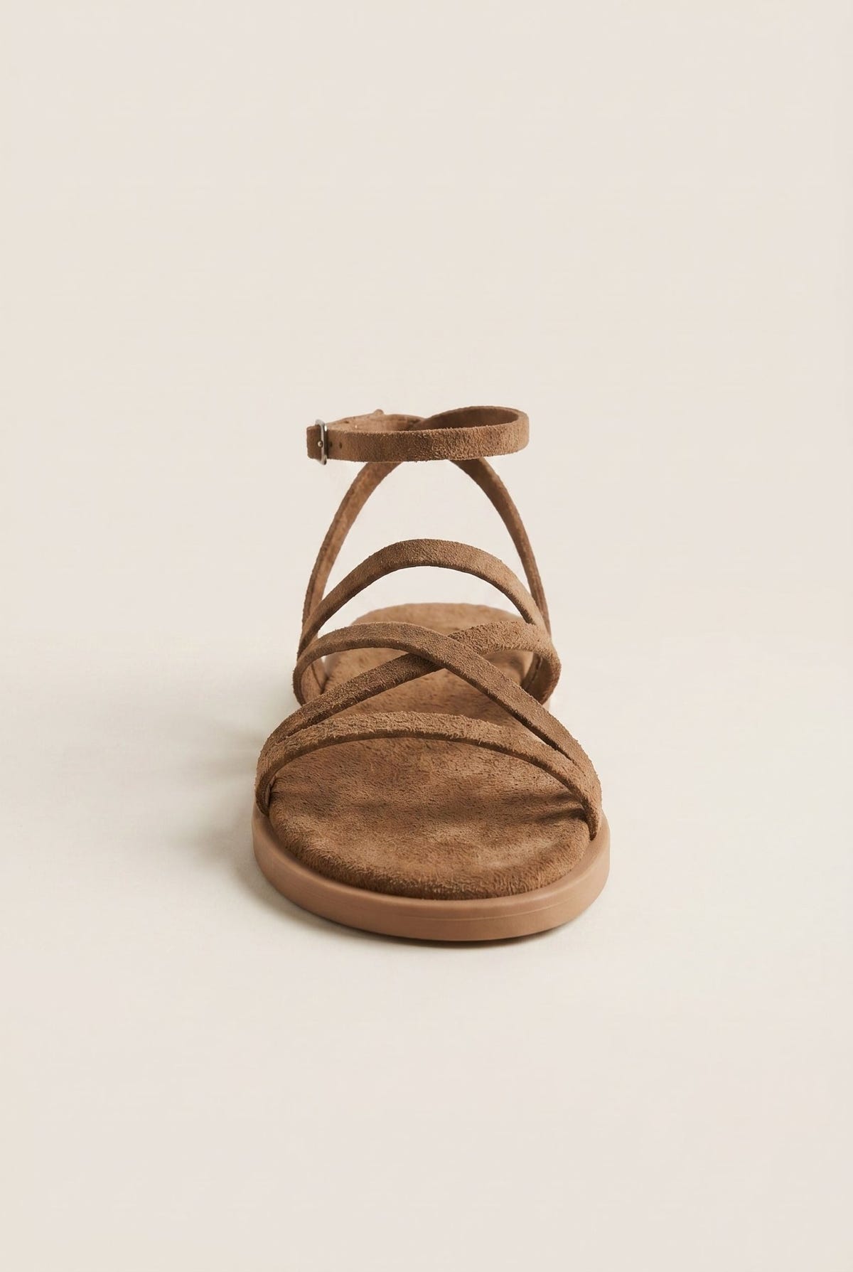 TFP - Strappy Sandals Buckle Closure - Beige Suede