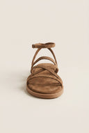 TFP - Strappy Sandals Buckle Closure - Beige Suede