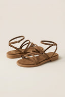 TFP - Strappy Sandals Buckle Closure - Beige Suede